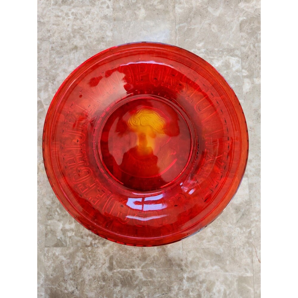 Vintage Clay's Crystal Work Ruby Red Child Alphabet Plate, 7 3/4"